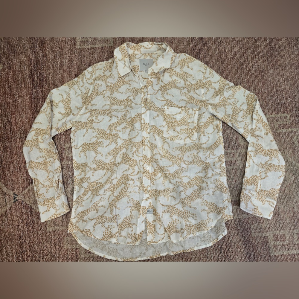 Rails linen cotton blend button down soft cheetah print top size small